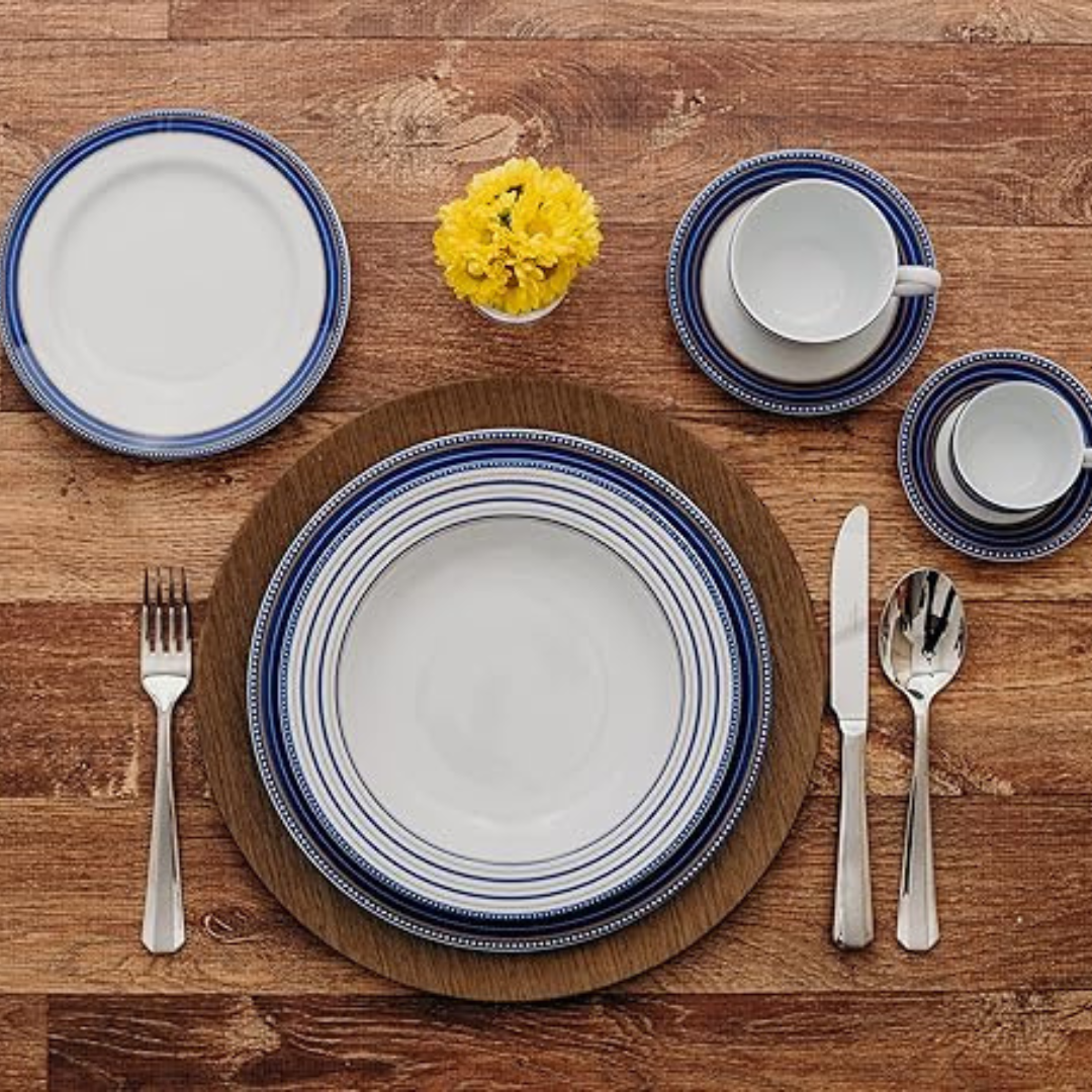 Aparelho de Jantar Azul Royale Chá e Café - Serve 06 pessoas