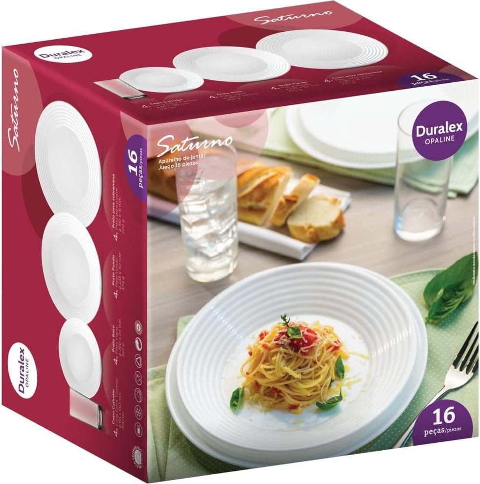 Aparelho de Jantar Vidro Saturno - Serve 04 pessoas