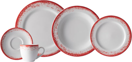 Aparelho de Jantar  Névoa Vermelho - Serve 06 pessoas (COLEÇÃO NÉVOA)