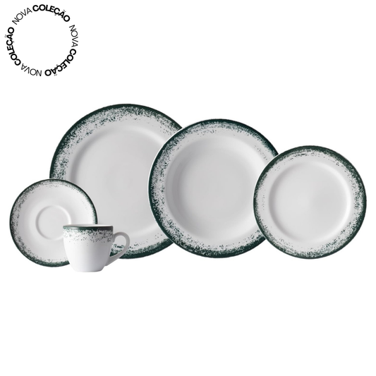 Aparelho de Jantar  Névoa Verde - Serve 06 pessoas (COLEÇÃO NÉVOA)